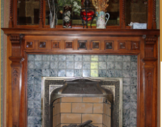 An ornate fireplace mantle.