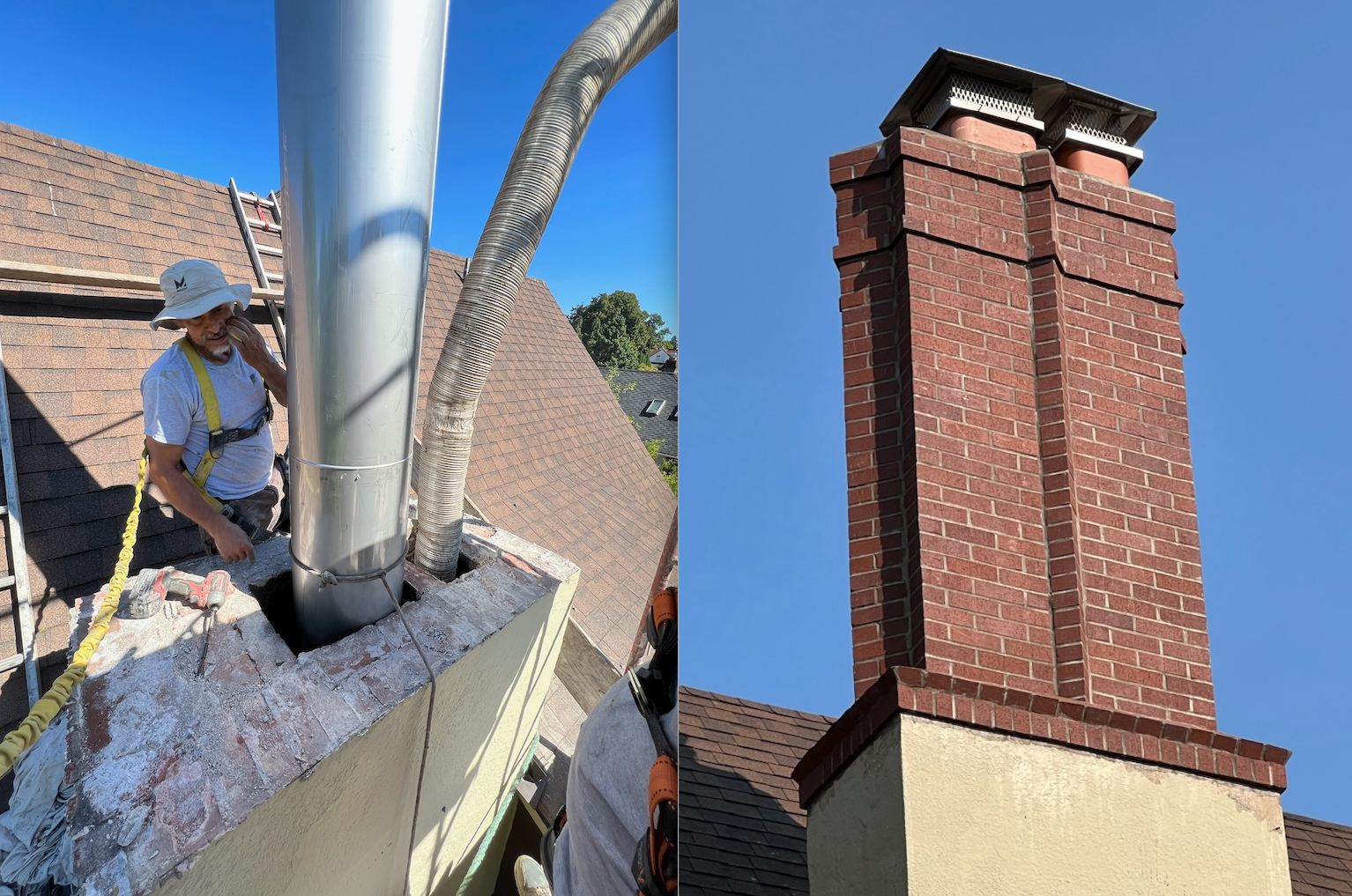 A man working on a Portland chimney.